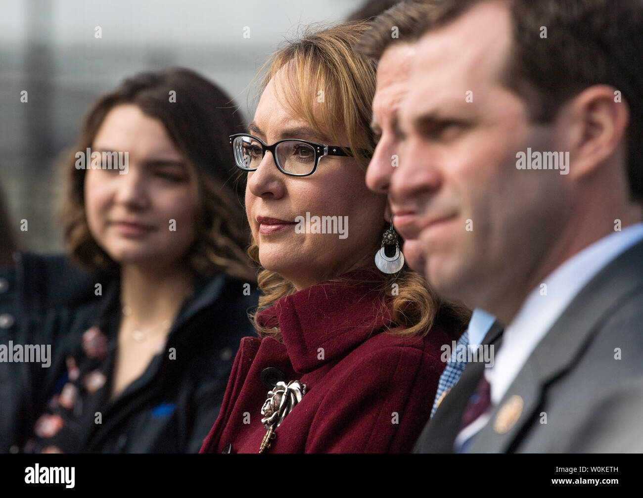 Former Rep. Gabrielle Giffords, D-Ariz., attends a news conference on H.R.8, the Bipartisan Background Checks Act of 2019, on Capitol Hill in Washington, D.C. on February 26, 2019. The bill mandates background checks for all firearm sales. Photo by Kevin Dietsch/UPI Stock Photo