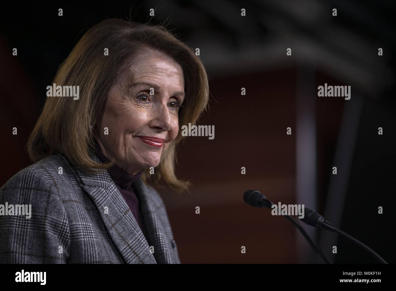 Speaker Nancy Pelosi, (D CA), speaks at her weekly news conference in the Capitol Visitor Center in Washington, DC on February 29, 2019.     Photo by Tasos Katopodis/UPI Stock Photo
