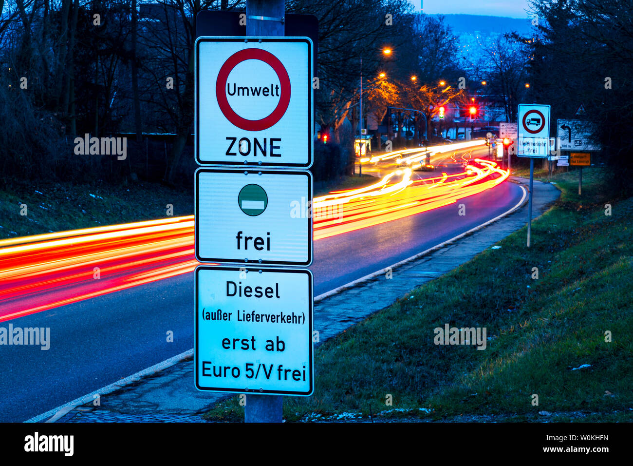 DEU; Deutschland, Stuttgart, 04.01.2019 - Ban on older diesel cars. Since 2019, Stuttgart has had a ban on driving older cars with Euronorm 4. Stock Photo