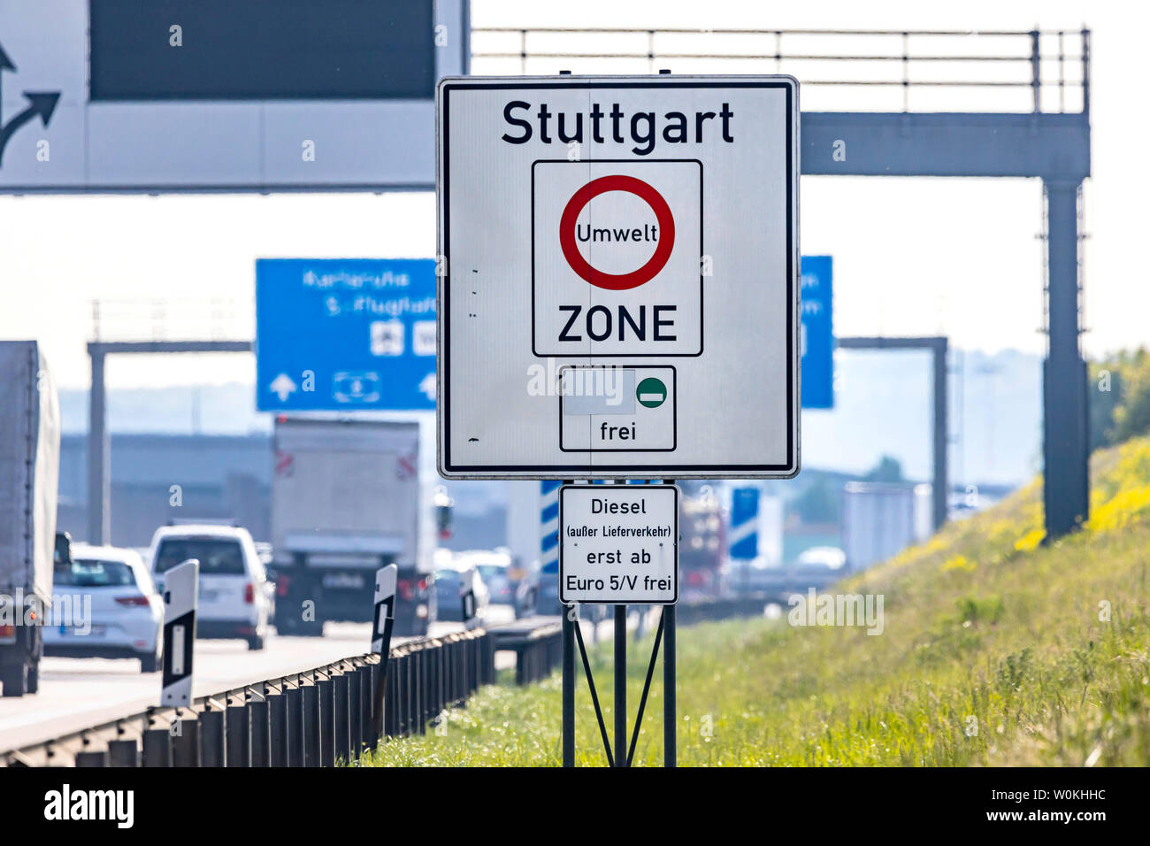 DEU; Deutschland, Stuttgart, 04.01.2019 - Ban on older diesel cars. Since 2019, Stuttgart has had a ban on driving older cars with Euronorm 4. Stock Photo