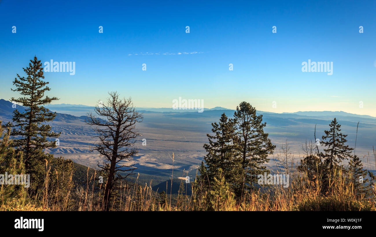 The view from Great Basin National Park Wheeler Peak Drive across Nevada into Utah Stock Photo