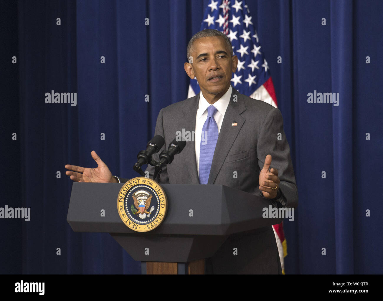 President Barack Obama speaks before signing H.R. 2576, the Frank R. Lautenberg Chemical Safety for the 21st Century Act, in Washington, D.C. on June 22, 2016. The legislation give the Environmental Protection Agency the right to obtain more information about a chemical before approving its commercial use, and improves on current chemical testing and usage in consumer products. Photo by Kevin Dietsch/UPI Stock Photo