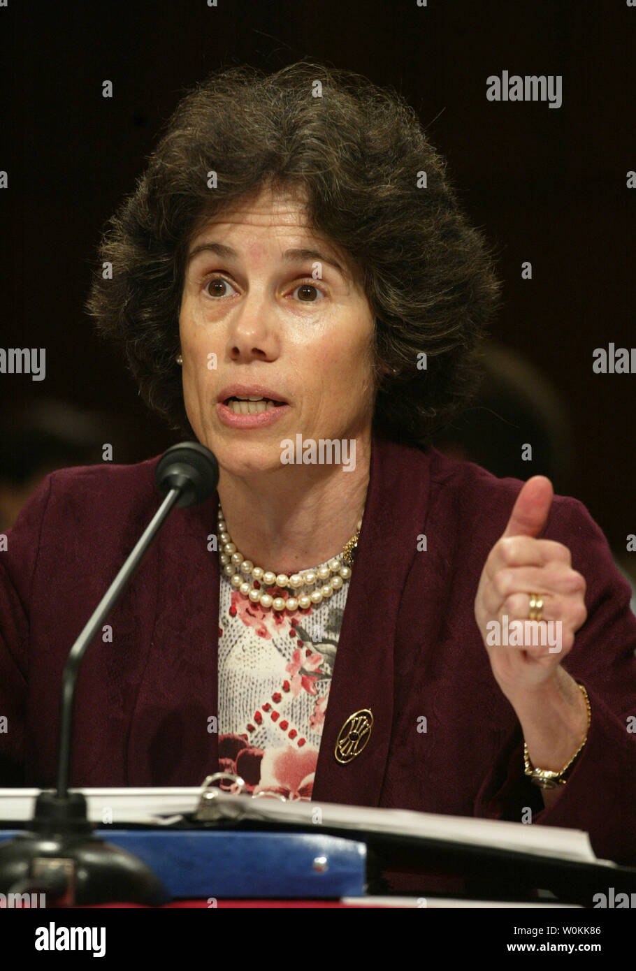 Judith Resnik, Arthur Liman Professor of Law, Yale Law School, New Haven, CT testifies before the Senate Judiciary Committee during the fourth day of U.S. Chief Justice Nominee Judge John Roberts confirmation hearing on Capitol Hill in Washington on Sept. 15, 2005. (UPI Photo/Yuri Gripas) Stock Photo