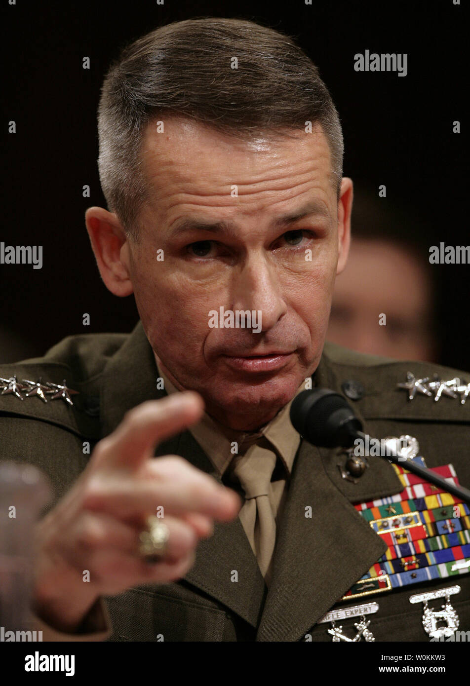 General Peter Pace, Chairman of the Joint Chiefs of Staff, testifies  before the Senate Armed Services Committee on Capitol Hill in Washington on January 12, 2007. (UPI Photo/Yuri Gripas) Stock Photo