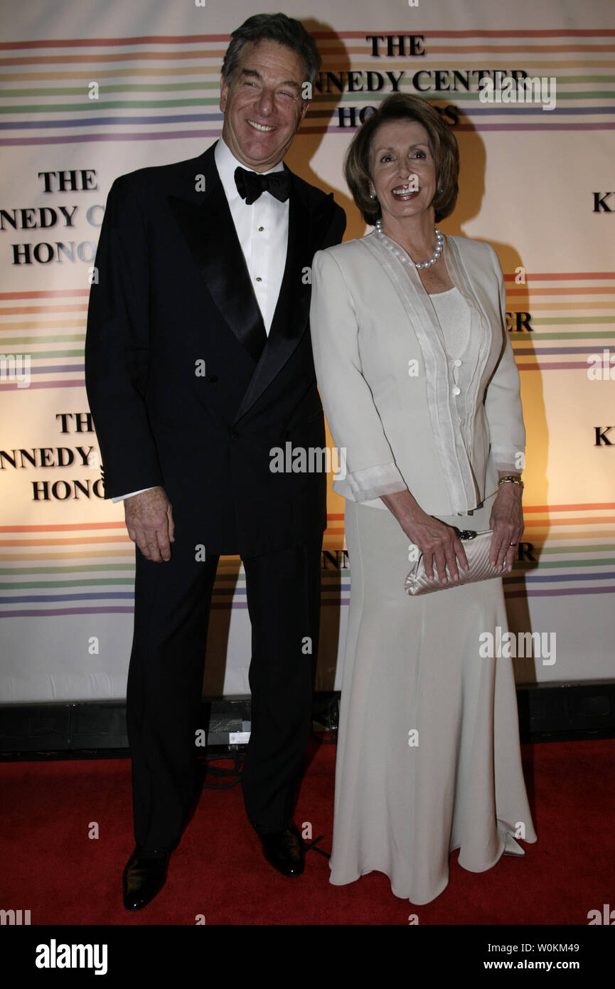 Speaker of the House Nancy Pelosi and her husband Paul Pelosi arrive at the Kennedy Center Honors show in Washington on December 2, 2007. (UPI Photo/Yuri Gripas) Stock Photo