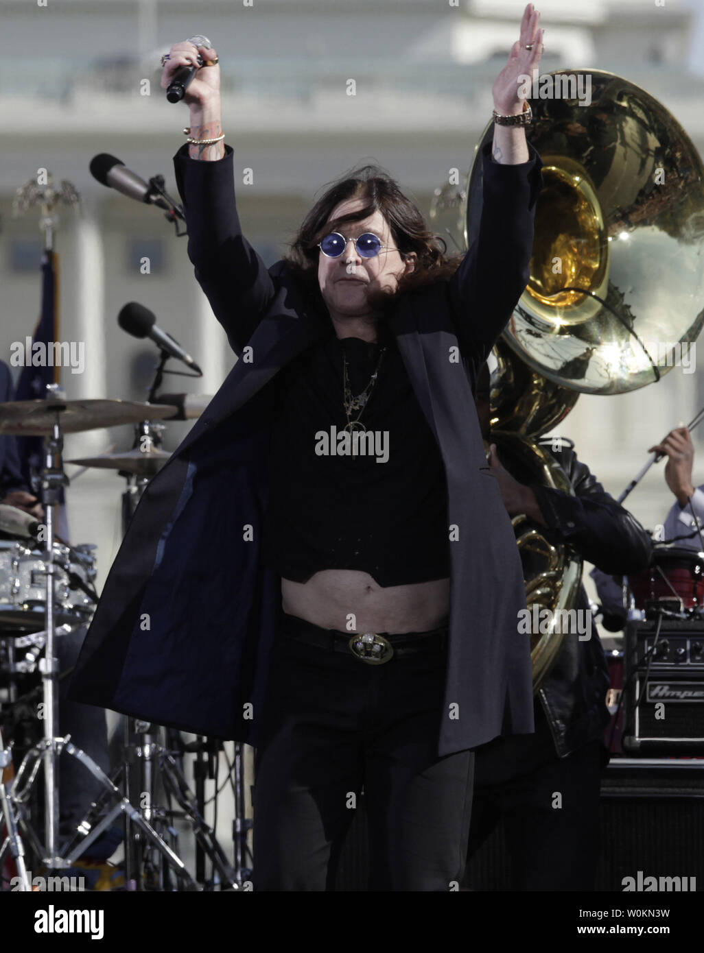 Rocker Ozzy Osbourne performs during the 'Rally to Restore Sanity And/Or Fear' on the National Mall in Washington on October 30, 2010. UPI Photo/Yuri Gripas.. Stock Photo