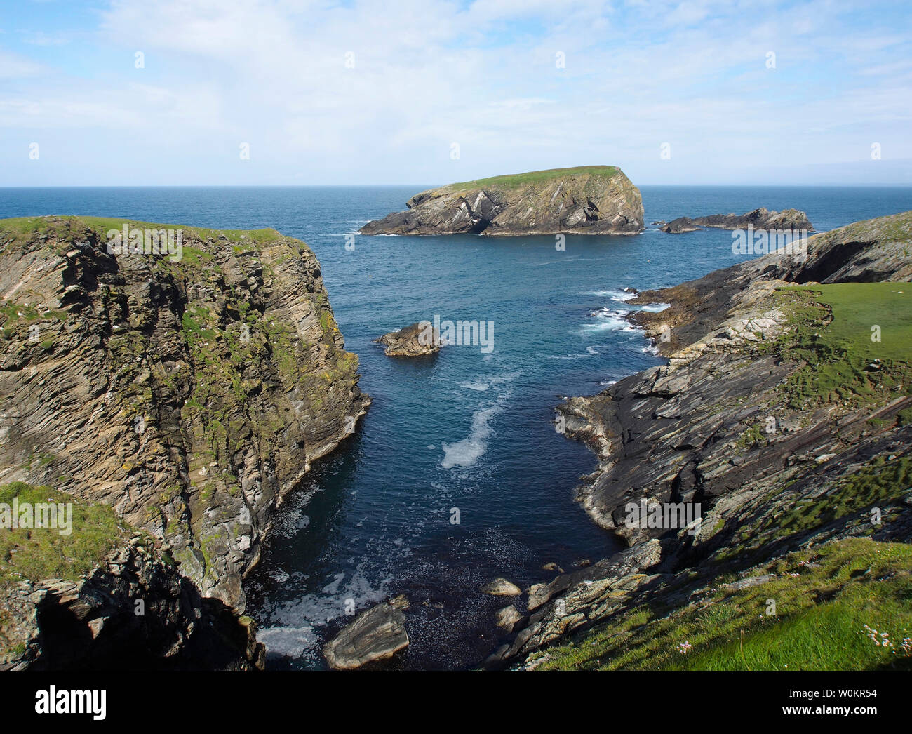 Hich Holm from St Ninian's isle, Shetland Stock Photo