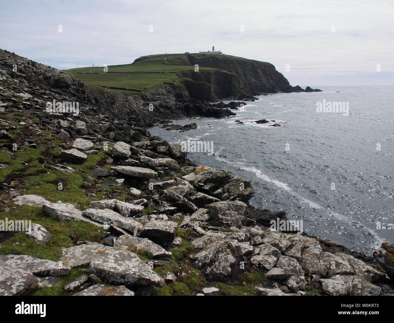 Lighthouse, Sumburgh head, Shetland Stock Photo