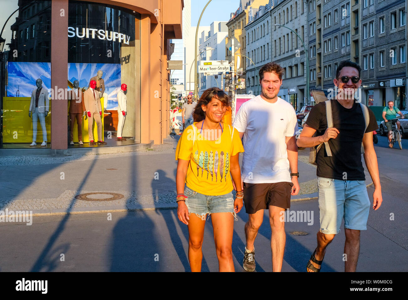 Young people walking , Central Berlin Stock Photo