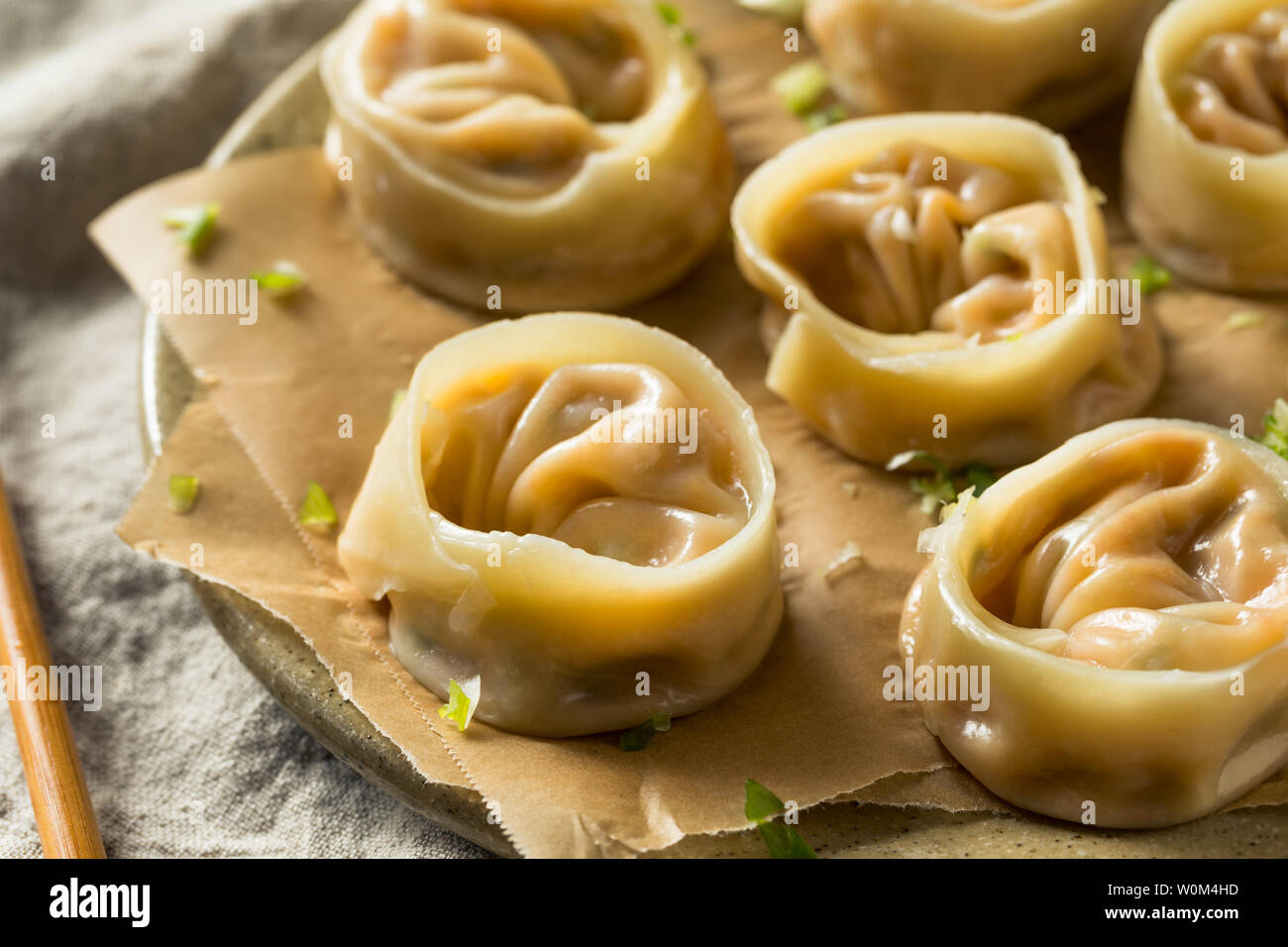 Homemade Korean Kimchi Dumplings with Dipping Sauce Stock Photo Alamy