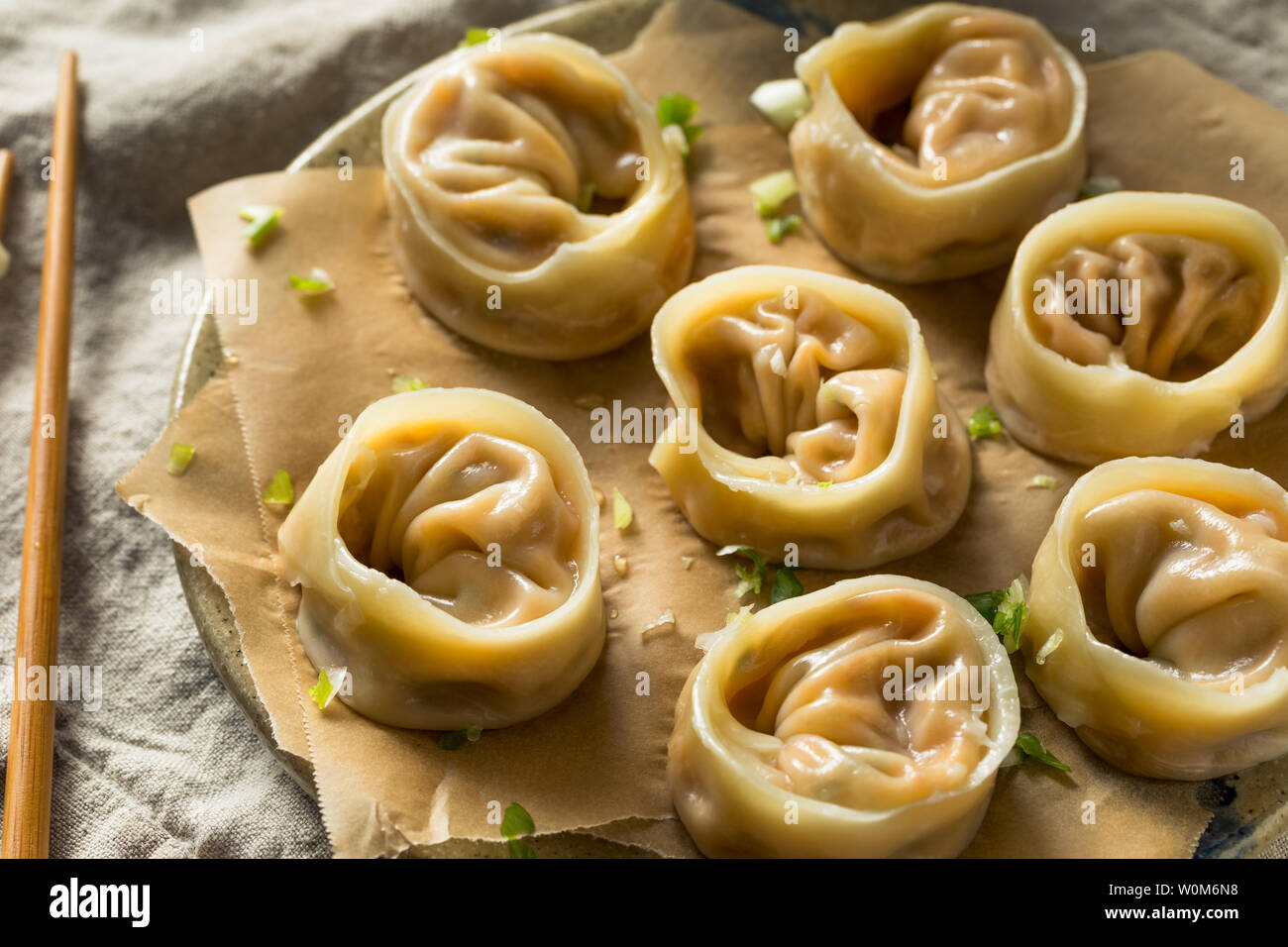 Homemade Korean Kimchi Dumplings with Dipping Sauce Stock Photo Alamy
