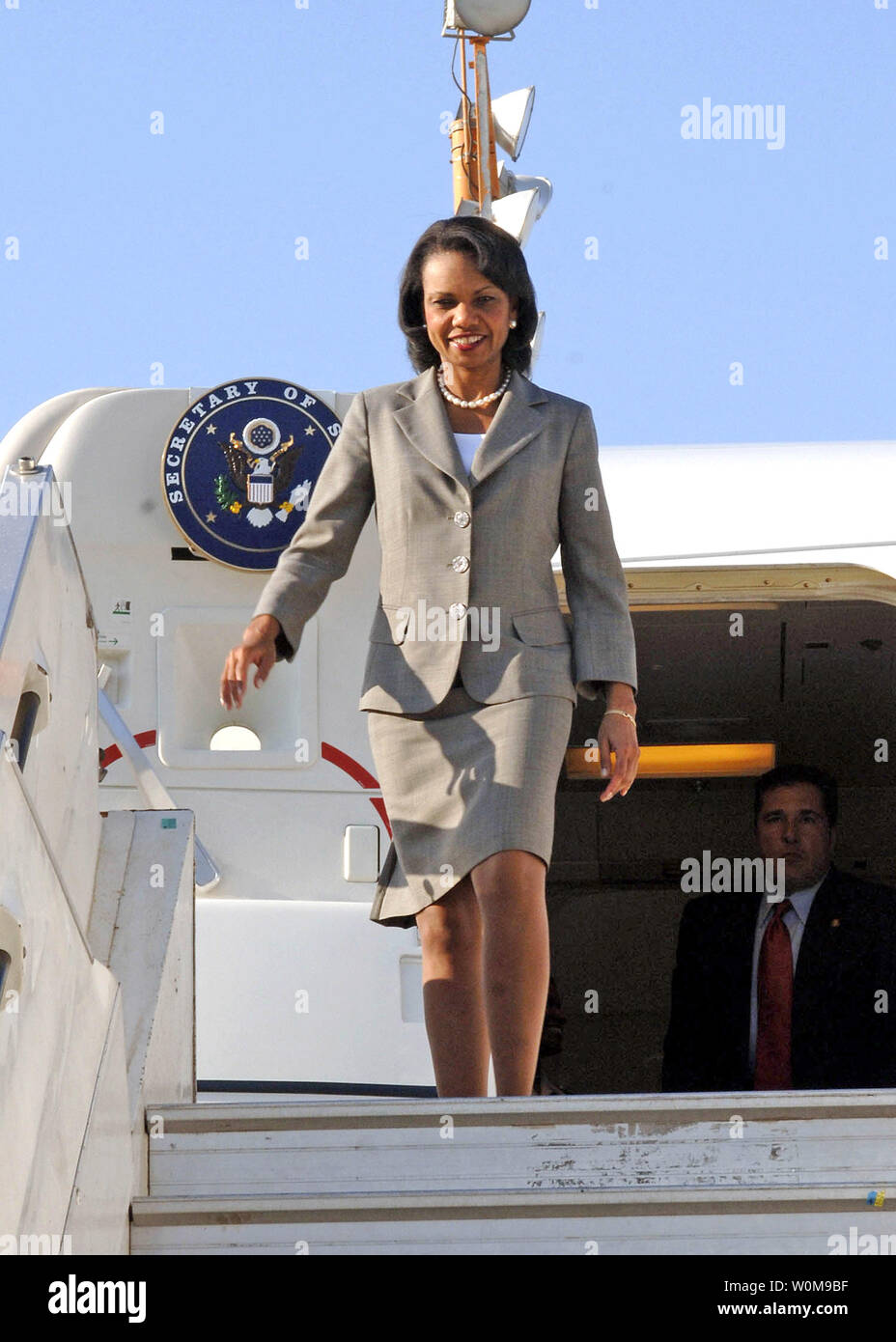 Secretary of State Condoleezza Rice arrives in Israel on July 29, 2006 ...