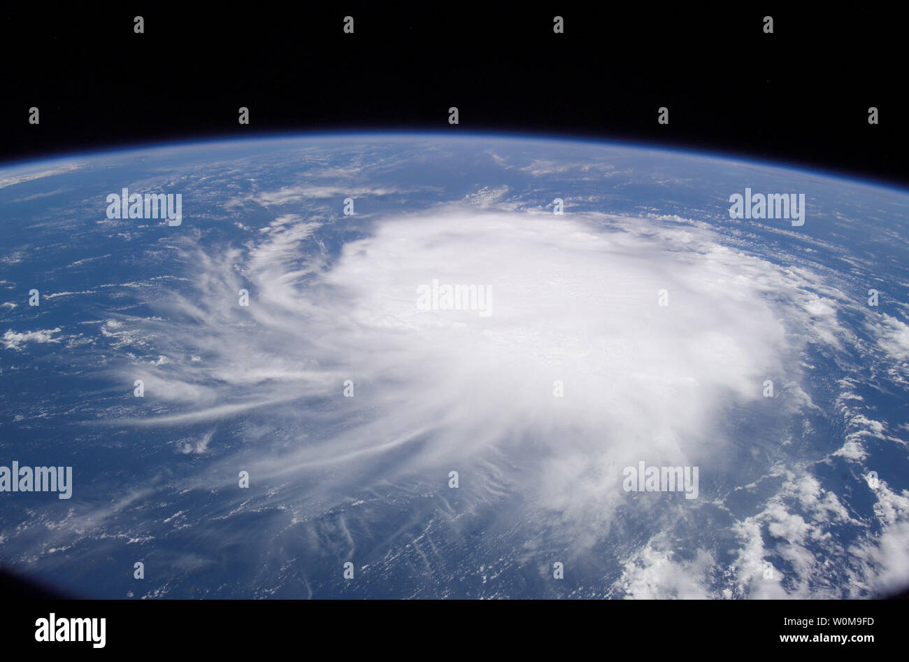 Tropical Storm Chris was located to the east of Puerto Rico and the Leeward Islands at 9:29 a.m. (CDT), August 2, 2006, when one of the members of the Expedition 13 crew onboard the International Space Station recorded this still image. (UPI Photo/NASA) Stock Photo