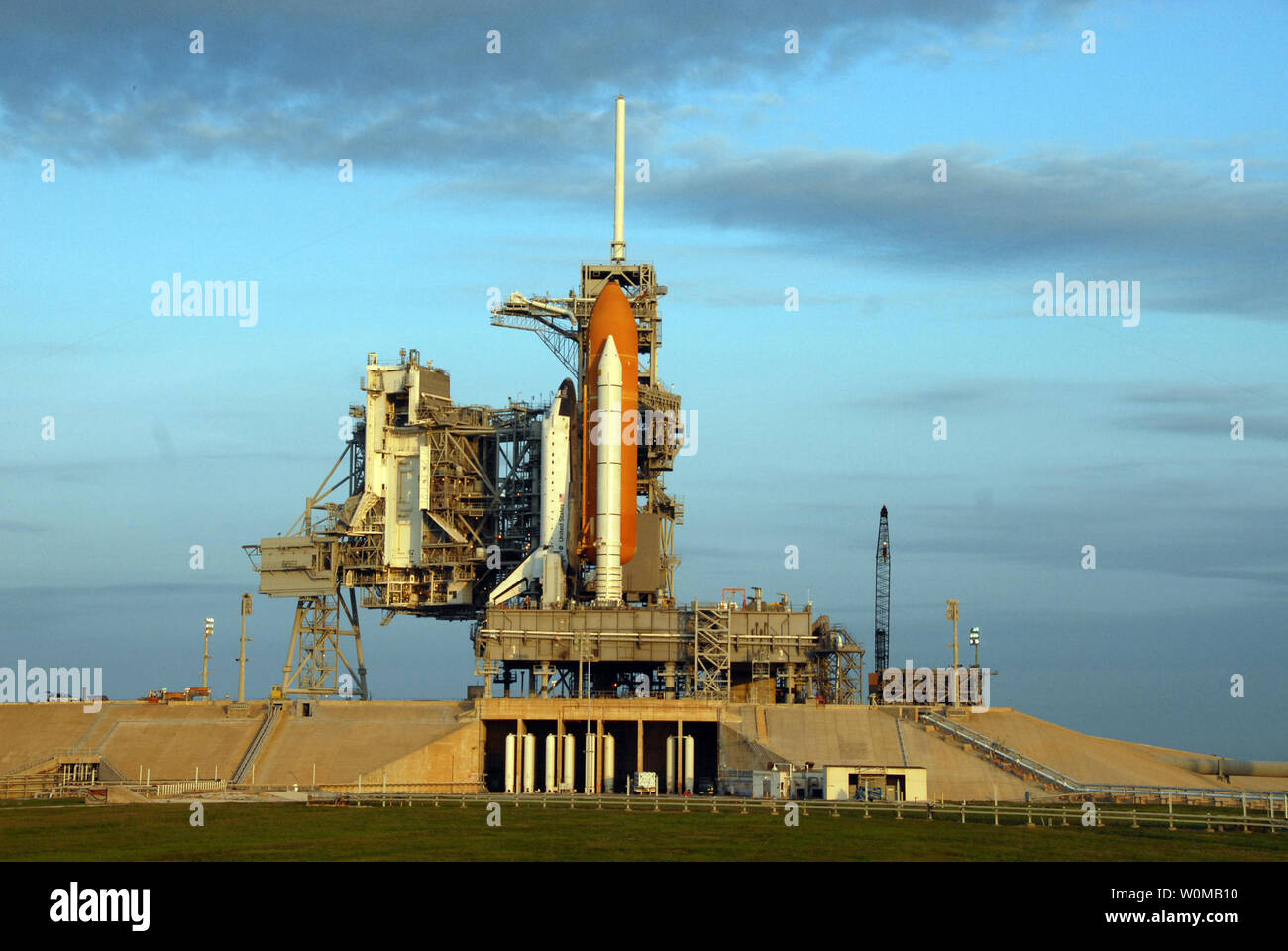 NASA's Space Shuttle Endeavour stands in place at Launch Pad 39A at the ...