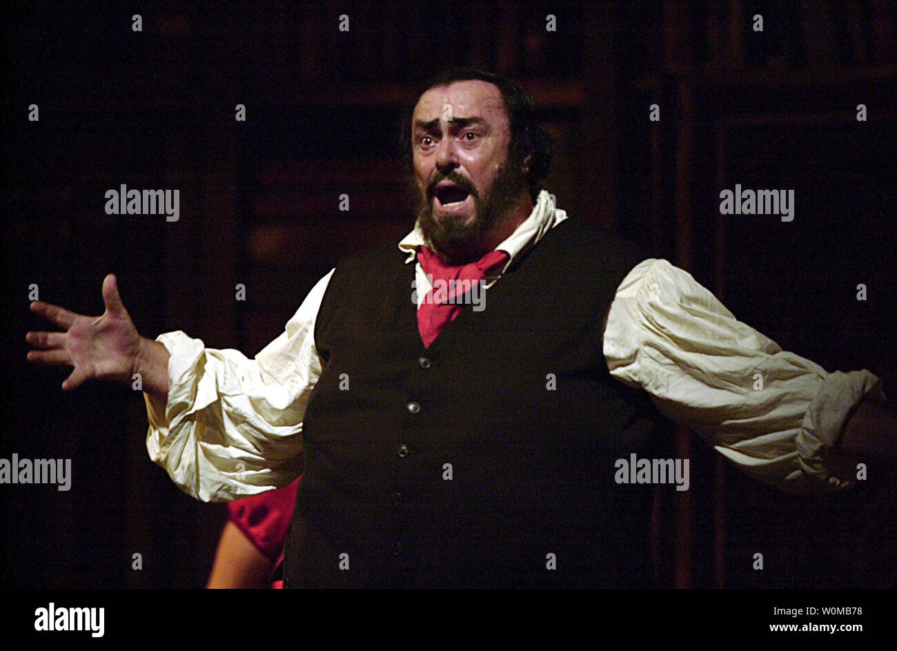 Luciano Pavarotti, pictured in a May 6, 2002 file photo in New York, died at his home in Modena, Italy on September 6, 2007. Pavarotti, who was 71 years old, was diagnosed with pancreatic cancer in 2006. (UPI Photo/Ezio Petersen/FILES) Stock Photo