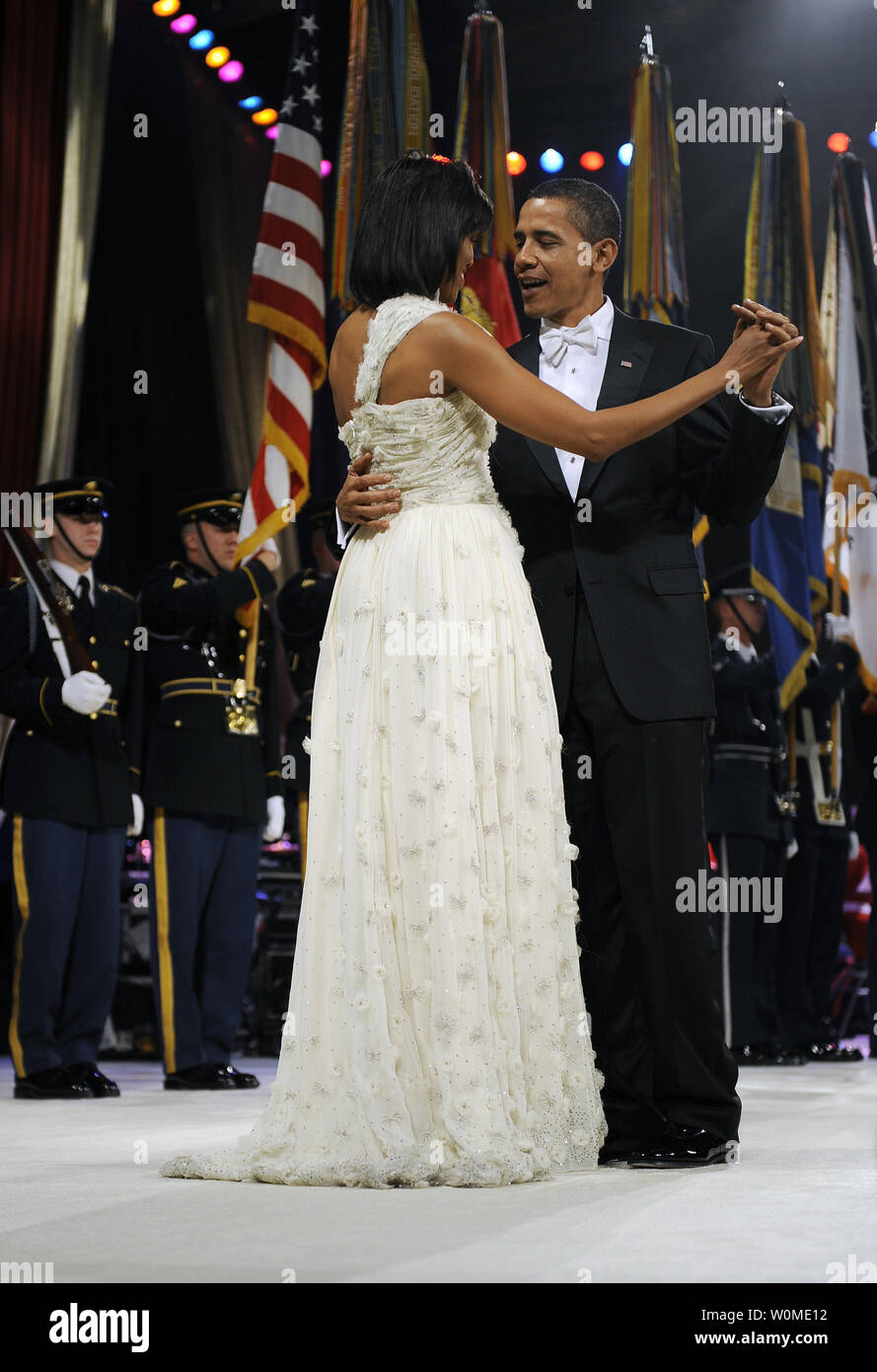 U S President Barack Obama And First Lady Michelle Obama Dance At