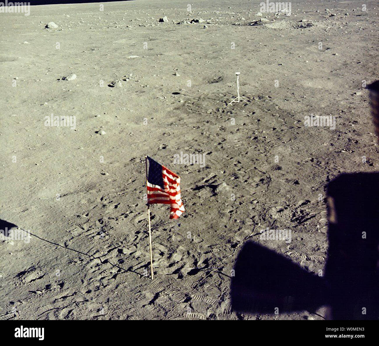 Astronauts' Bootprints Are Seen From The Window Of The The Lunar Module 