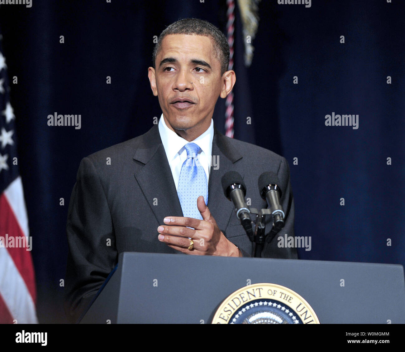 U.S. President Barack Obama delivers remarks to the Business Council at the Park Hyatt Hotel in Washington on May 4, 2010. In his remarks the President also spoke about the attempted bombing in Times Square.  UPI/Ron SachsPool Stock Photo