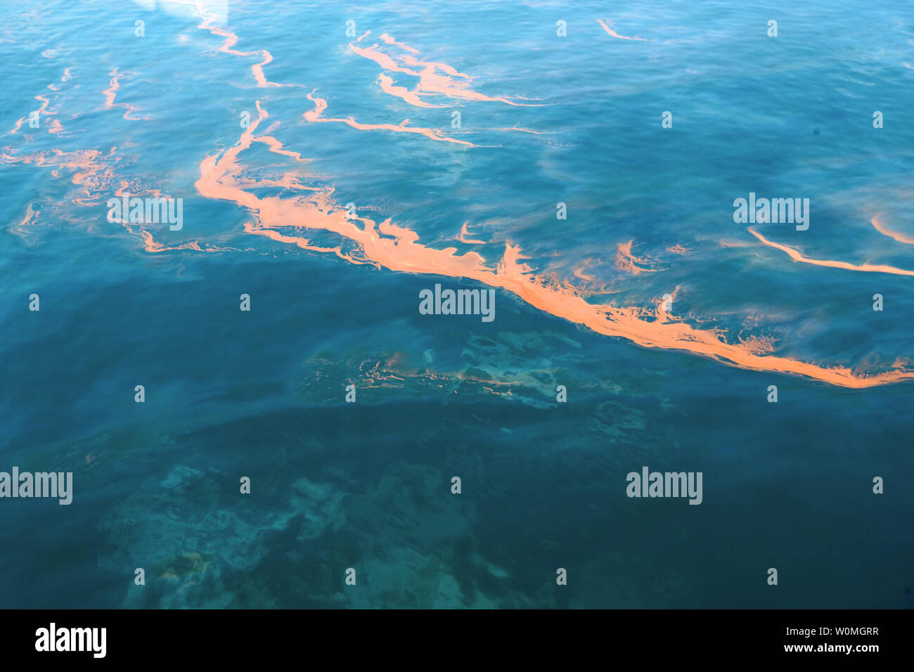An aerial image of the Gulf of Mexico is seen on May 17,  2010. An explosion of the British Petroleum (BP) Deepwater Horizon oil rig on April 20 continues to spill oil into the Gulf. UPI/Marc Morrison/BP Stock Photo