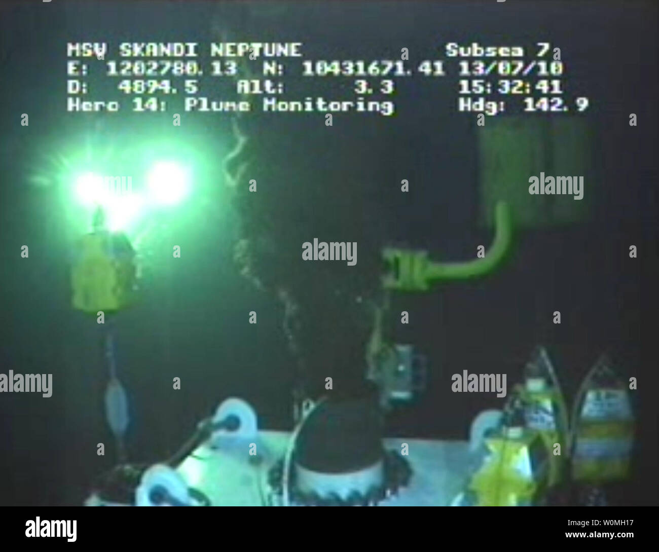 This video still provided by BP PLC shows a plume of oil leaking into