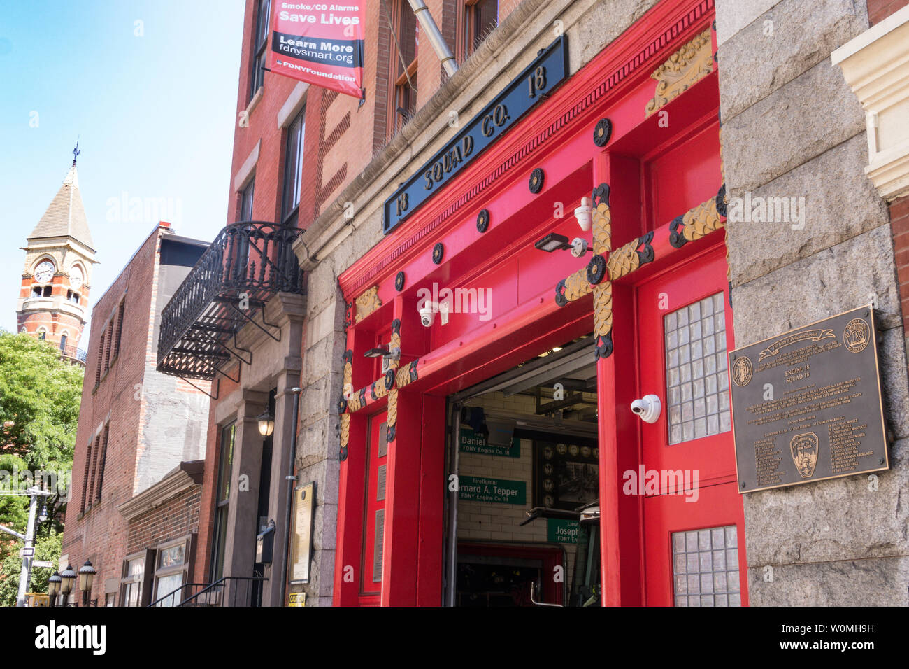 FDNY Squad 18 Firehouse Protects the lives and property of the people of the West Village Community, New York City, USA Stock Photo