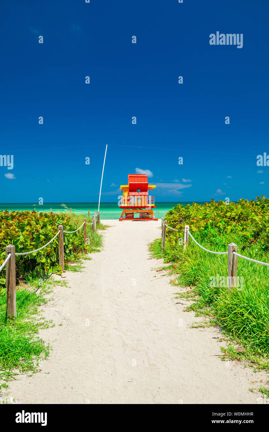 Lifeguard tower. Miami Beach. South Beach. Florida. USA. Stock Photo