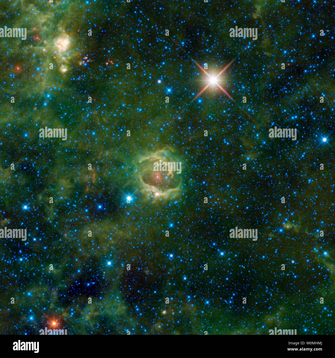 This undated NASA image taken by NASA's Wide-field Infrared Survey Explorer (WISE) shows Nebulae LBN 114.55+00.22.  UPI/NASA Stock Photo