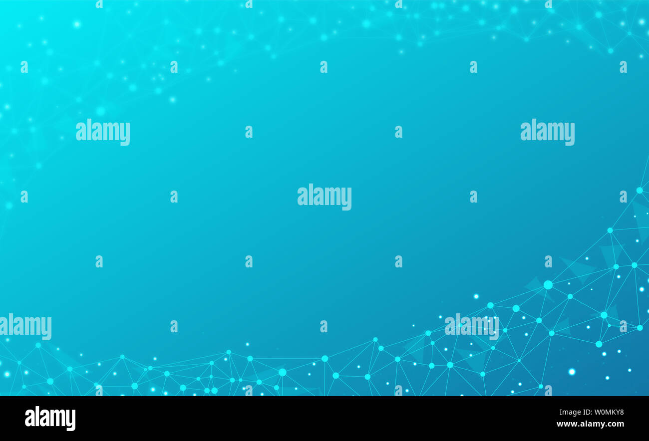 Interconnected dot wire material with a sense of technology. Big data concept background. Stock Photo