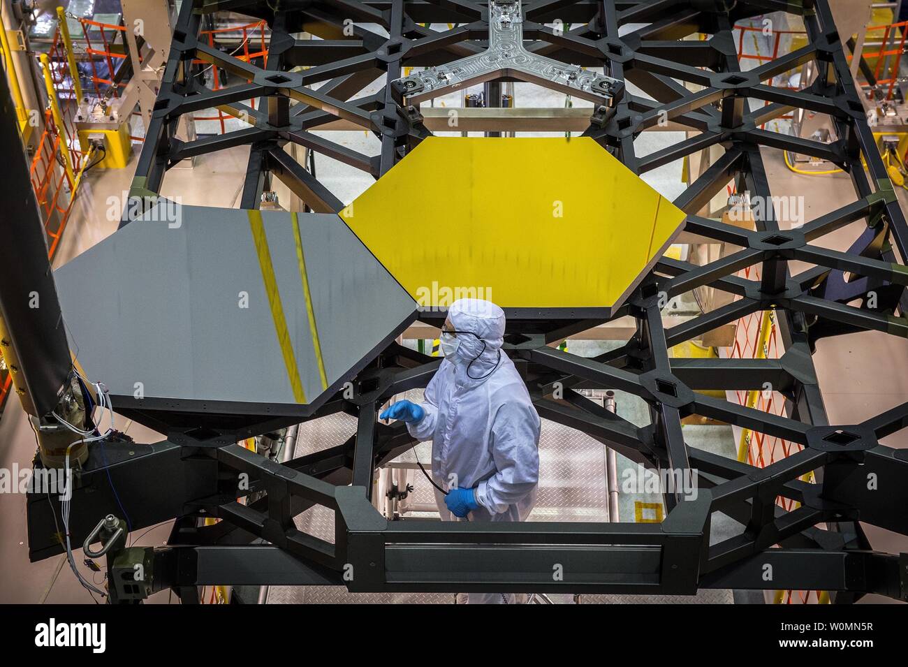 This NASA image taken on October 26, 2014 shows an engineers work on a ...