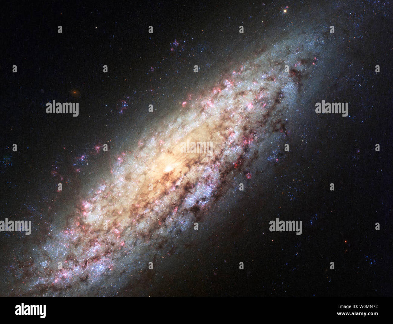 A NASA photo shows an image from the Hubble Space Telescope of a galaxy