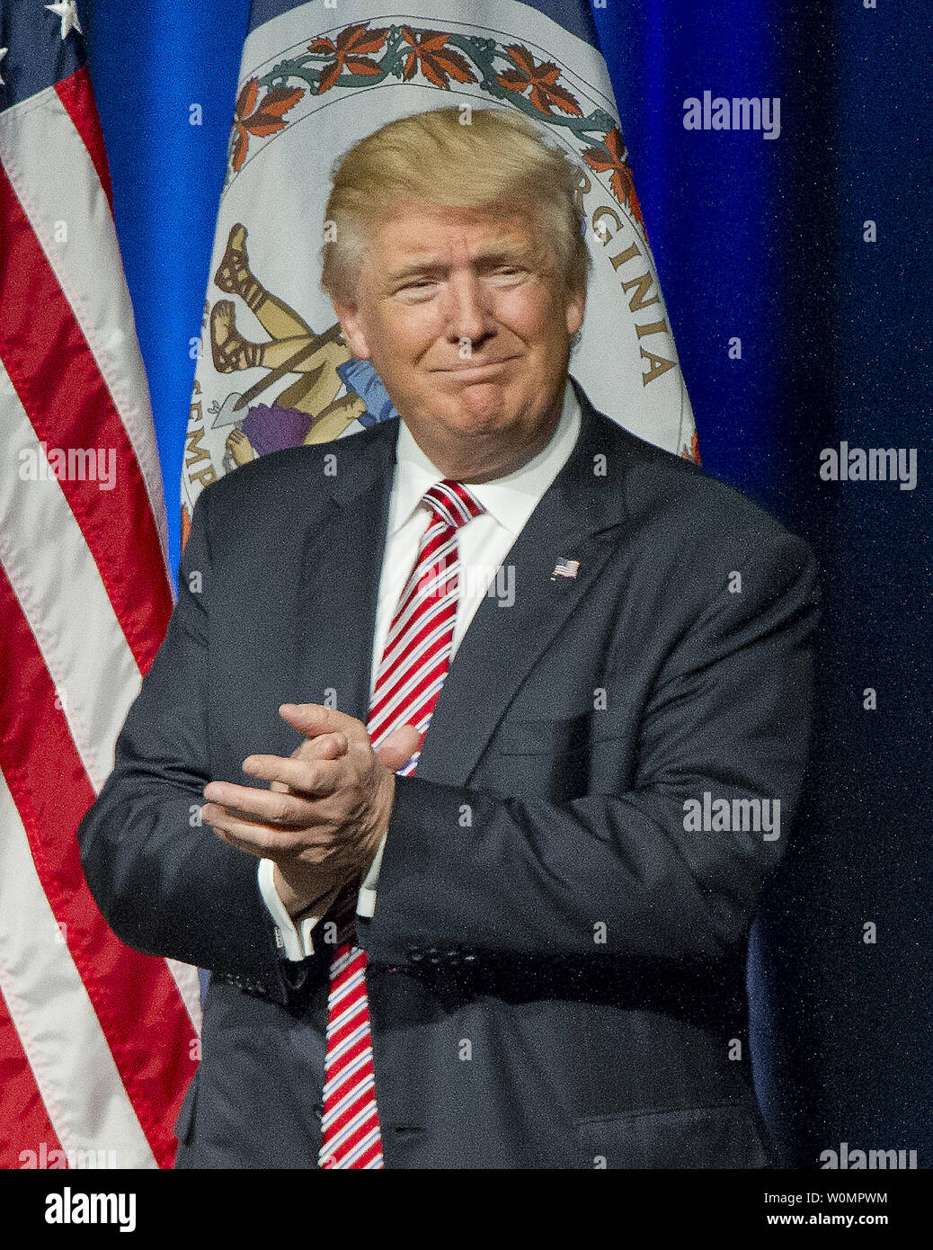 Donald J. Trump, the Republican candidate for President of the United States, makes a campaign appearance at Briar Woods High School in Ashburn, Virginia on Tuesday, August 2, 2016.   Photo by Ron Sachs/UPI Stock Photo