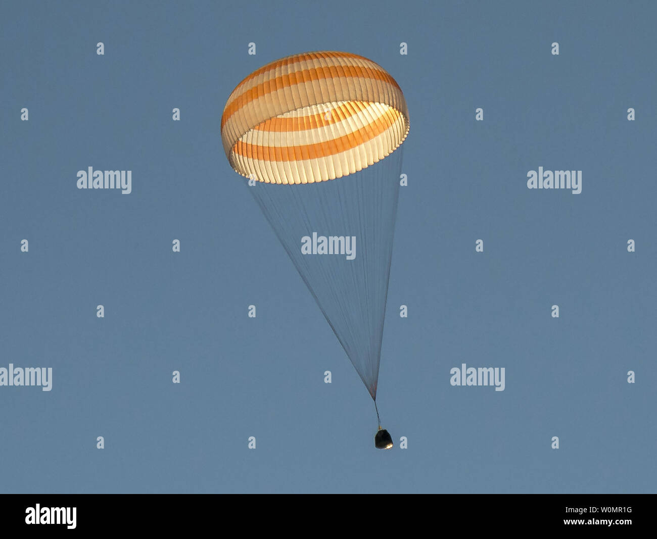 The Soyuz TMA-20M spacecraft is seen as it lands with Expedition 48 crew members NASA astronaut Jeff Williams, Russian cosmonauts Alexey Ovchinin, and Oleg Skripochka of Roscosmos near the town of Zhezkazgan, Kazakhstan on Wednesday, Sept. 7, 2016(Kazakh time). Williams, Ovchinin, and Skripochka are returning after 172 days in space where they served as members of the Expedition 47 and 48 crews onboard the International Space Station.   NASA Photo by Bill Ingalls/UPI Stock Photo
