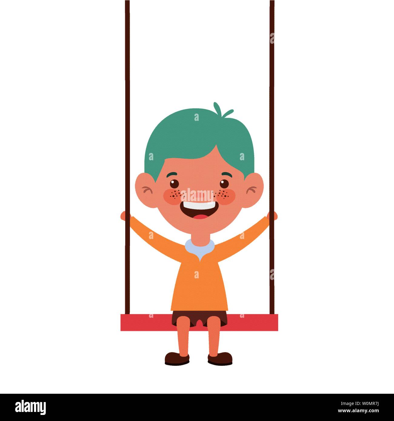 baby boy in swing smiling on white background Stock Vector Image & Art
