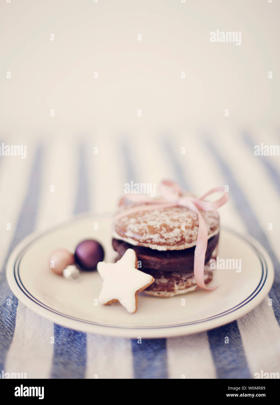 gingerbread with christmas decoration on a plate Stock Photo
