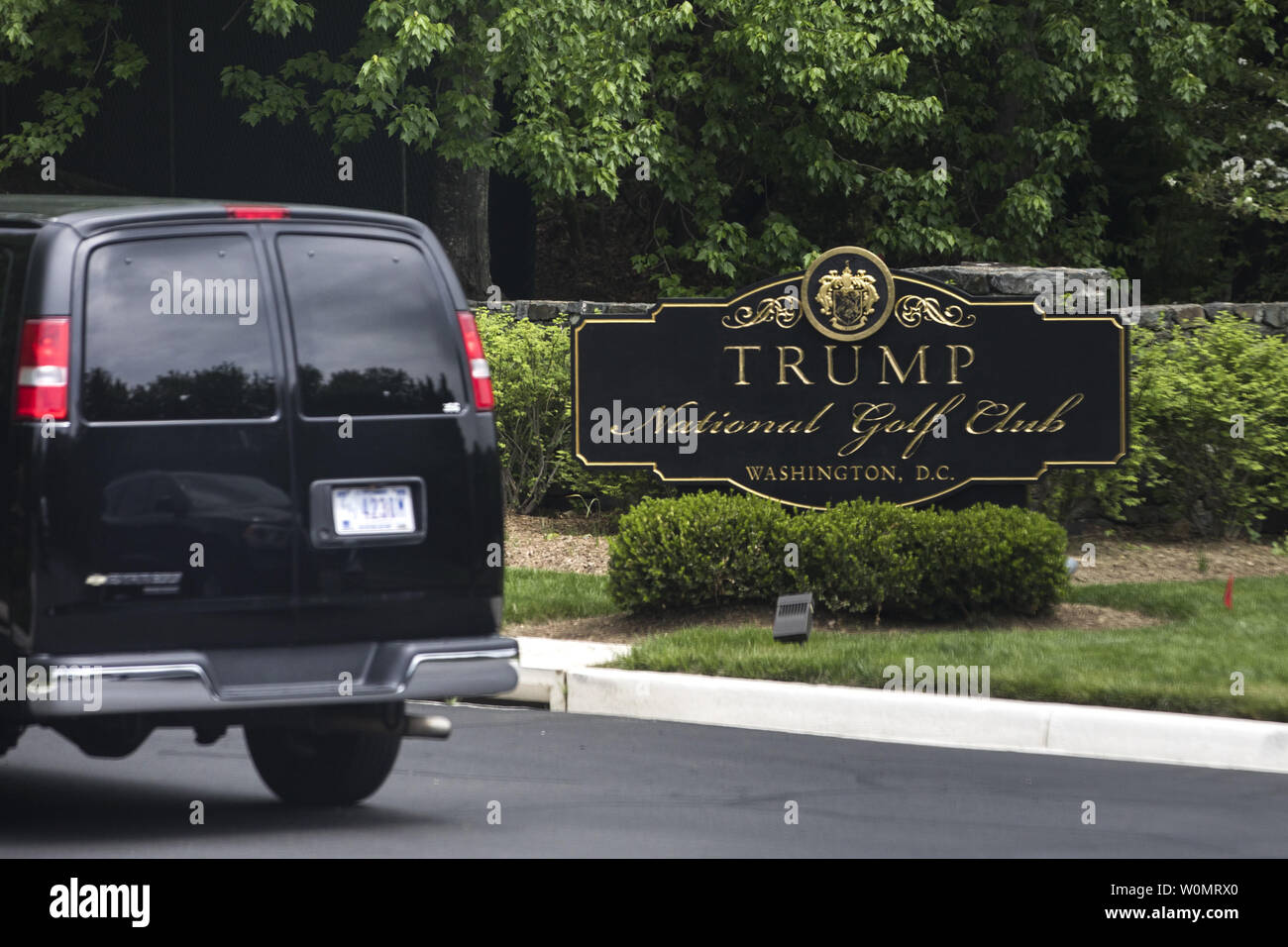 U.S President Donald J. Trump's motorcade arrives at the Trump National Golf Club in Sterling, Virginia, on April 30, 2017. In his first 100 days in office, President Trump hit the links 19 times.     Photo by Jim Lo Scalzo/UPI Stock Photo