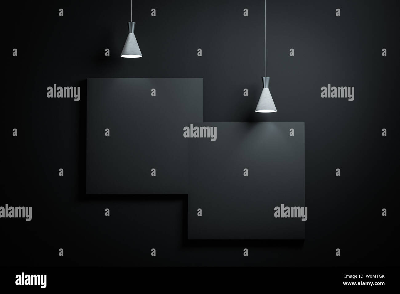 Three-dimensional rendering, open chandelier with indoor display wall ...