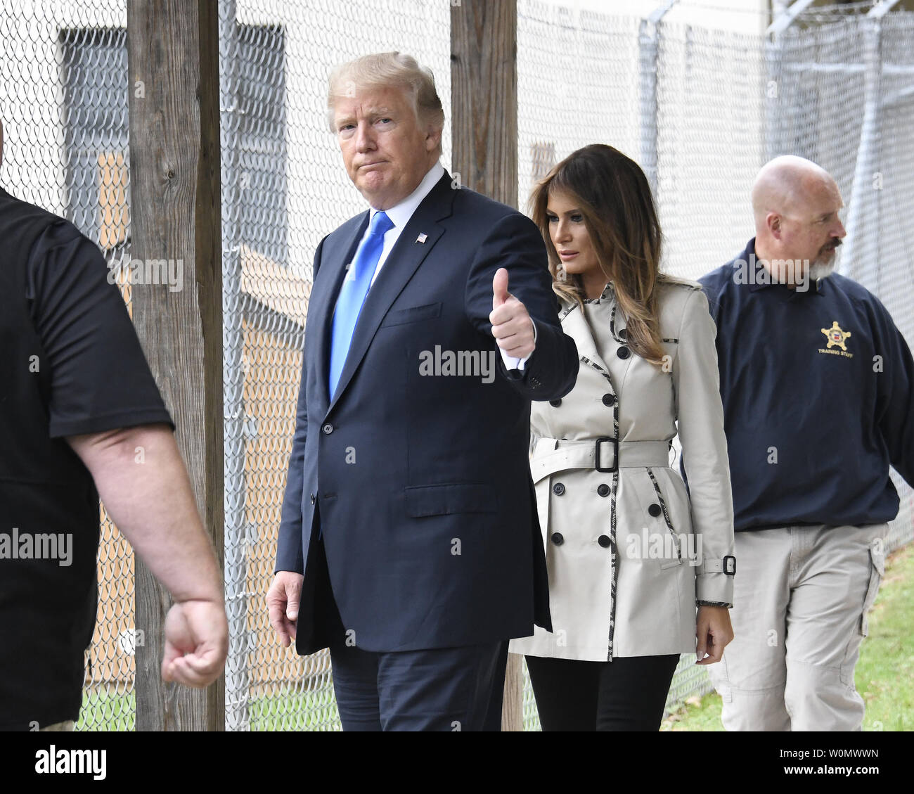 United States President Donald J. Trump and first lady Melania Trump tour the US Secret Service James J. Rowley Training Center in Beltsville, Maryland on Friday, October 13, 2017.    Photo by Ron Sachs/UPI Stock Photo