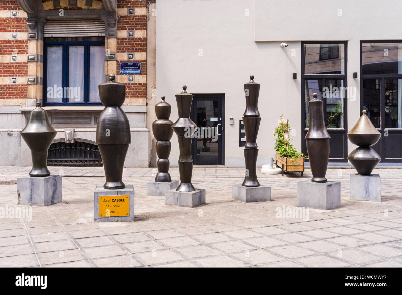 'La Ville' sculptures by Alex Cassel (2003), Saint-Gilles, Brussels, Belgium. Stock Photo