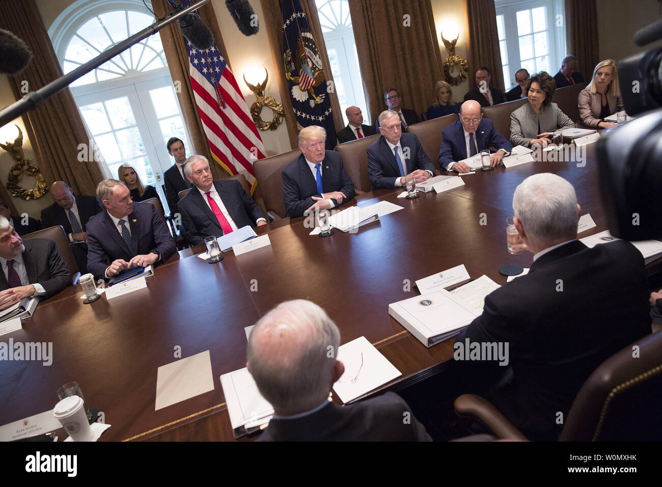 President Donald J. Trump speaks to the media during a Cabinet meeting ...