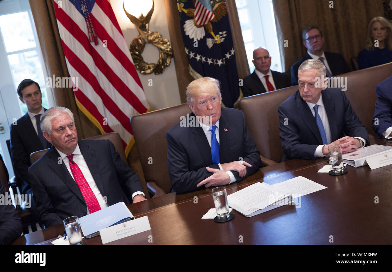 President Donald J. Trump speaks to the media during a Cabinet meeting ...