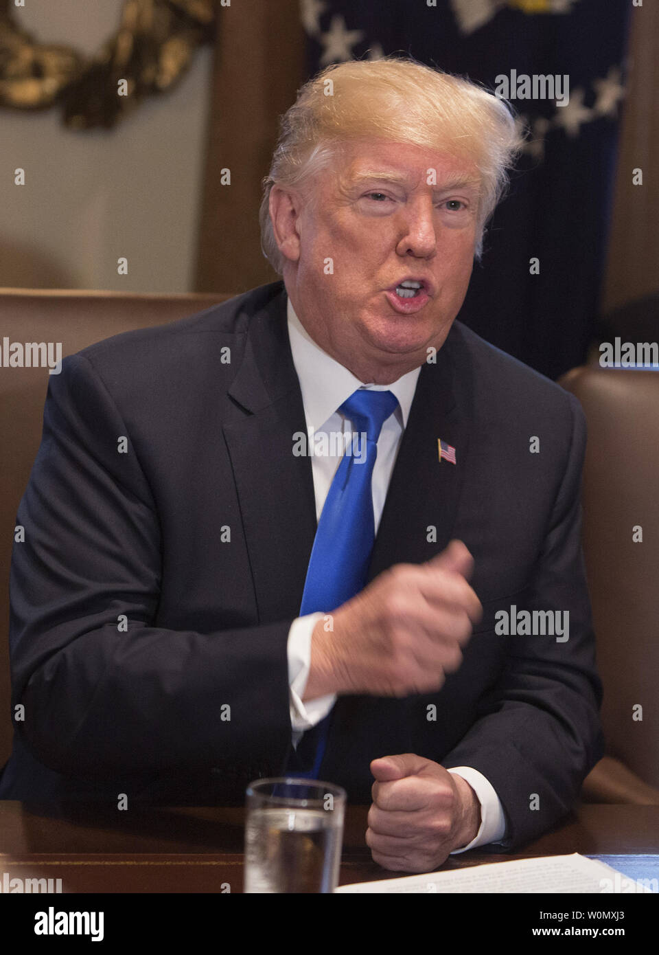 President Donald J. Trump speaks to the media during a Cabinet meeting ...