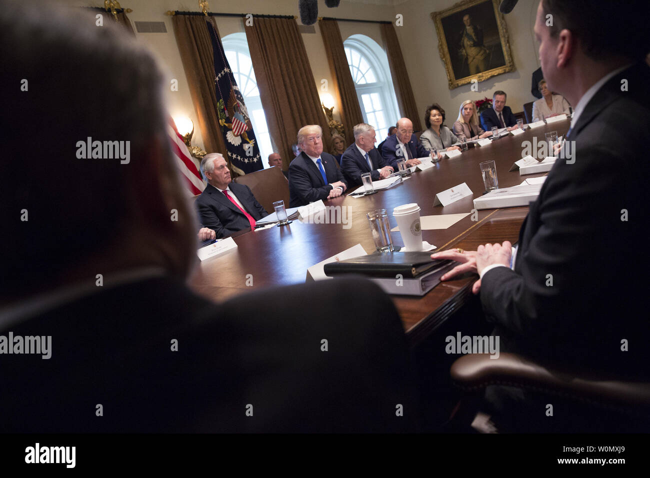 President Donald J. Trump speaks to the media during a Cabinet meeting ...