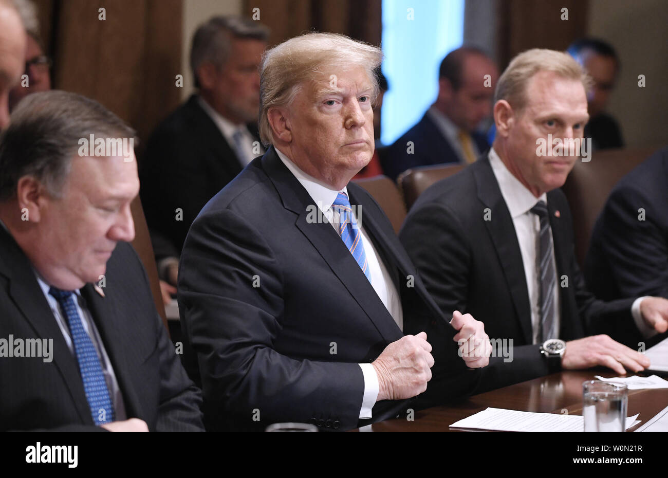 U.S. President Donald Trump speaks during a cabinet meeting in the ...
