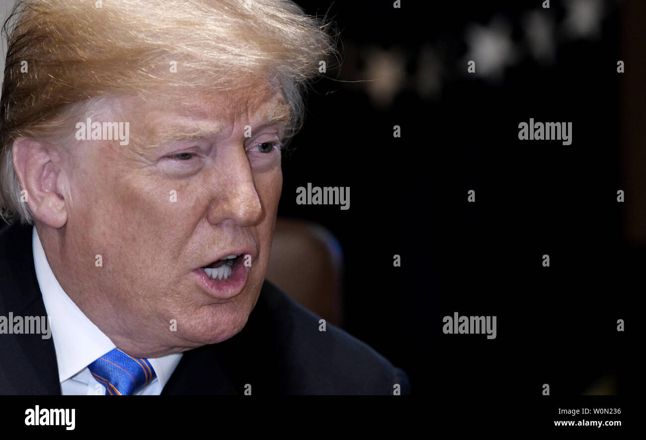 U.S. President Donald Trump speaks during a cabinet meeting in the ...