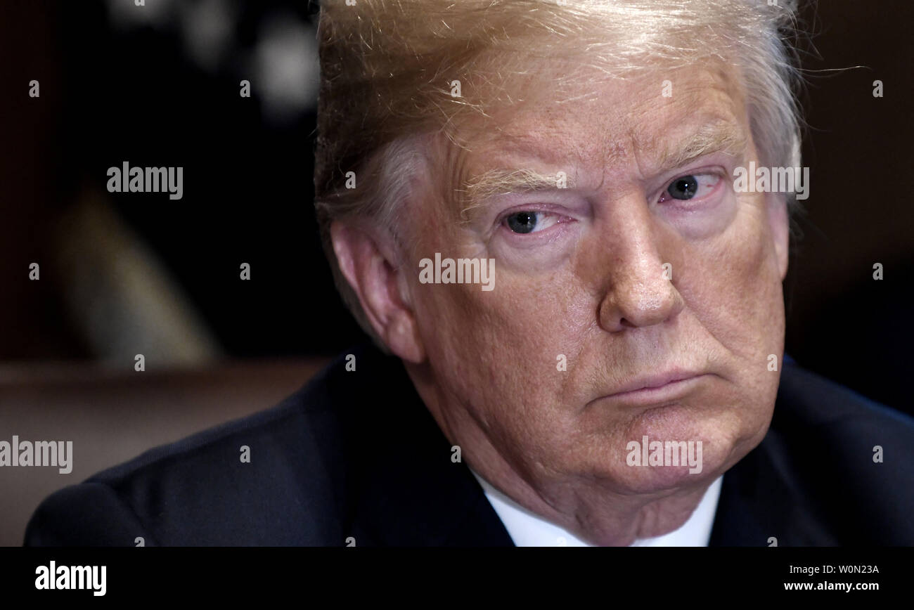 U.S. President Donald Trump speaks during a cabinet meeting in the ...