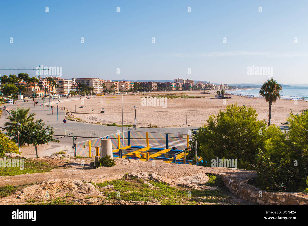 Some apartments in the coastline of Torredembarra. Travel destination in Catalonia, Spain Stock Photo