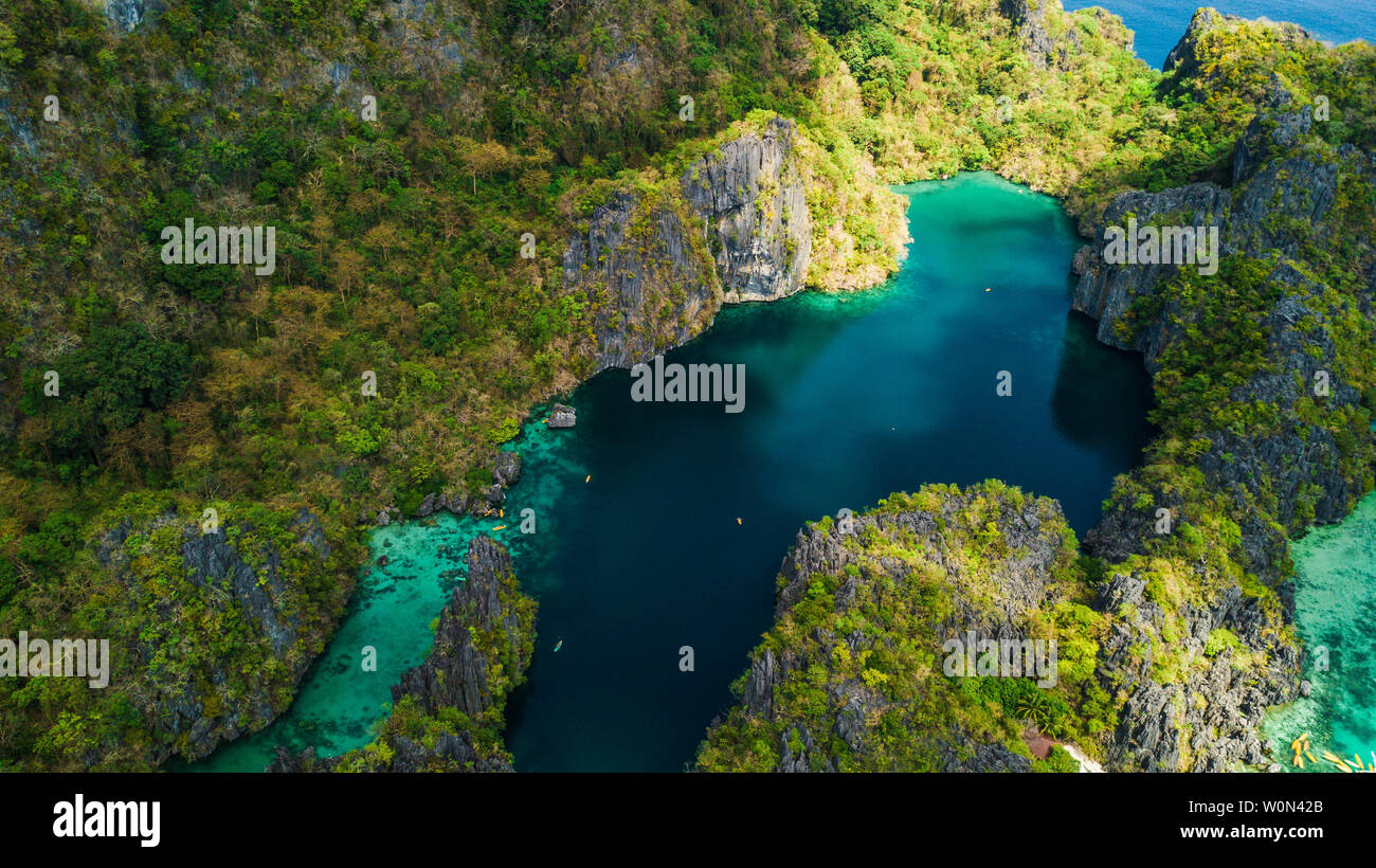 Aerial view of Big Lagoon in El Nido, Palawan, The Philippines Stock Photo