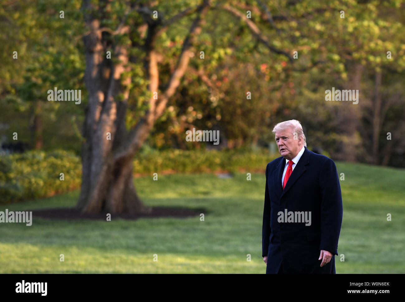 U.S. President Donald Trump arrives back at the White House on April 15 ...