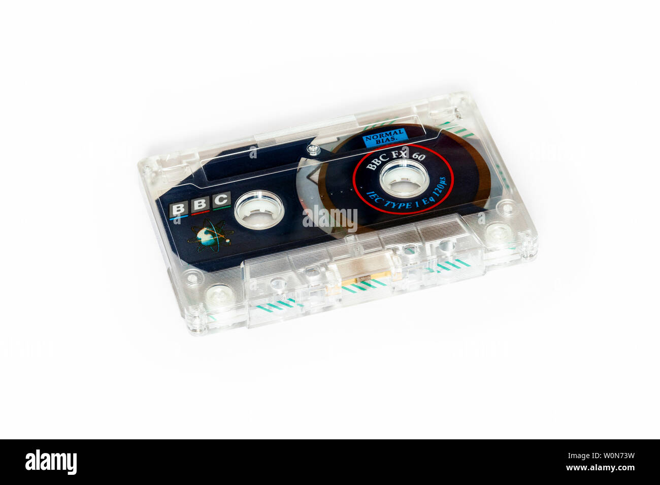 BBC FX-60 compact audio cassette tape isolated against a white background (1980s) Stock Photo