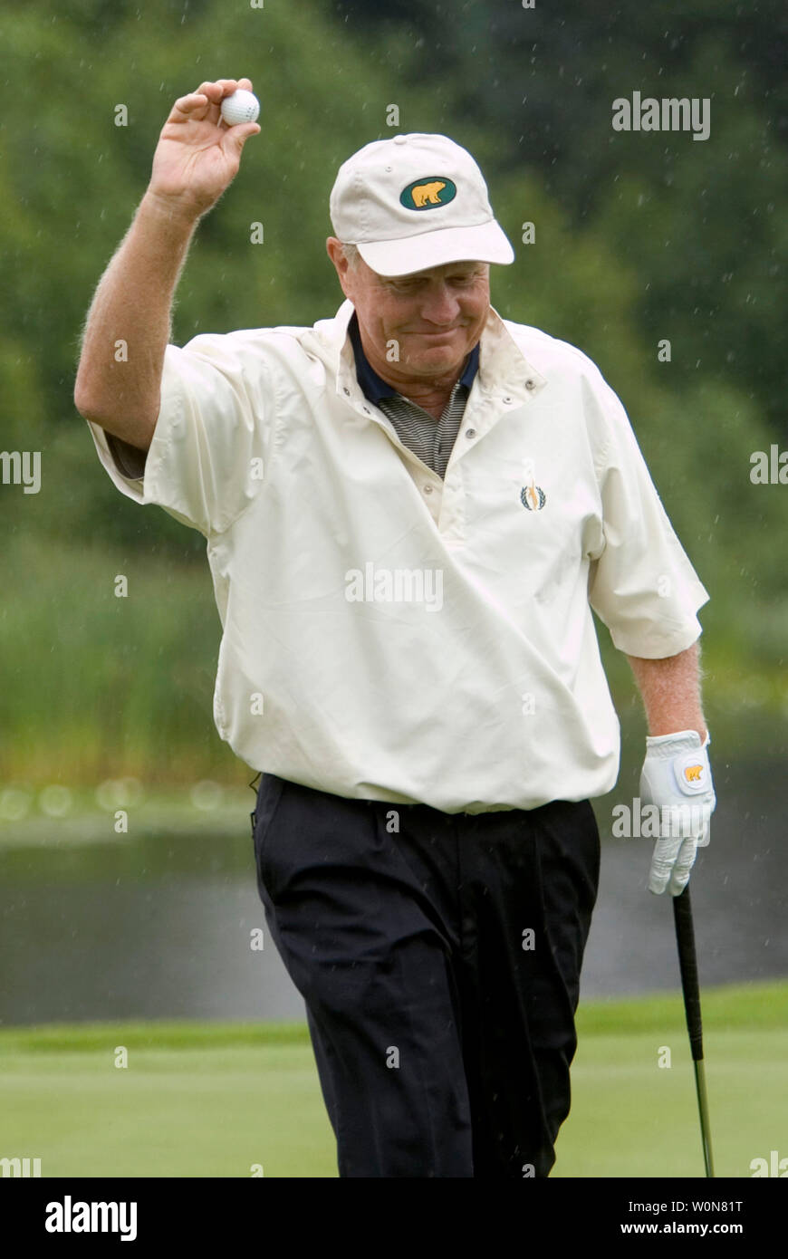 Playing his second to last professional golf game before retiring, Jack  Nicklaus the 'Golden Bear' sinks a put winning three skins (two carried  over from yesterday) totalling $60, 000 on the first